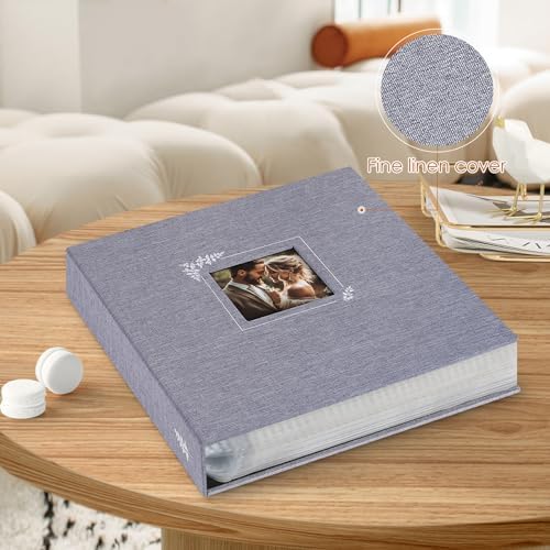 Lanpn Scrapbook Photo Album 8.5x11, Linen Window Design Cover Top Load 3 Ring Folder Binder Photobook Photo Book 8.5 x 11 inch with 30 Plastic Sleeves 60 Pages Grey - Image 3