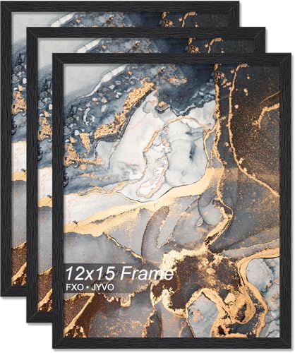Fxojyvo 12x15 Picture Frame Set of 3 Black Engineered Wood Wall Hanging by Fxojyvo