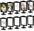 Lawei 10 Pack Double Sided Standing Picture Frames, 4x6 Inch Plastic Pedestal Photo Frame Bulk, Two Sided Vertical Picture Holder with Inserts & Base, Black Display Frame for Wedding Table Number Menu by ENJOYEVERYMOMENT