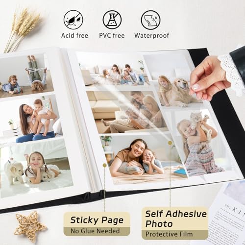 RECUTMS Self Adhesive Photo Album, Large PU Leather Cover, DIY Scrapbook - Image 2