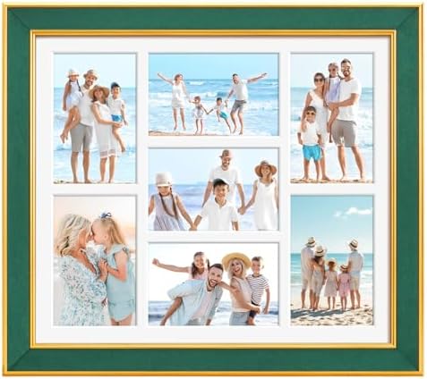 Suede 13.5x15.5 Picture Frame Display 7 Opening 4x6 Picture Frames Collage Wall Decor with Mat,Multi Photo Frame for Plexiglass,Wall Decor,1Pack,Green - Image 3