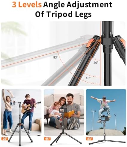XXZU 74" Magnetic Phone Tripod with Phone Clip for Magsafe, Camera Tripod - Image 4