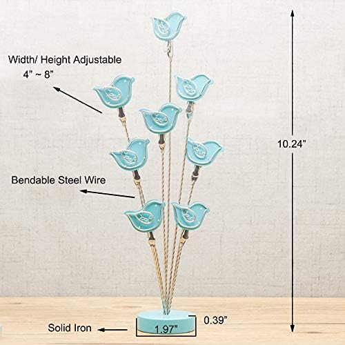 8-Branch Family Tree Picture Frame Holder, Card Photo Clips Holder Desk Stand for Memo Paper Note Photo Christmas Wedding Card Display (Blue Bird) - Image 7