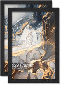 6x9 Picture Frame Set of 2 Black Engineered Wood Tabletop/Wall Hanging by Fxojyvo