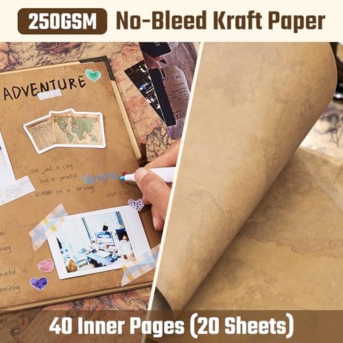 Adventure Book 8x8 Scrapbook Photo Album, Travel Diary with Metal Corner Protectors, 250 gsm Acid-Free Kraft Paper DIY Memory Book for Wedding Guestbook Anniversary, Baby & Family Gifts - Image 4