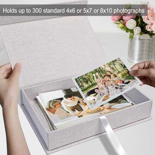 8x10" Archival Photo Storage Box with Lid – Stackable Memory Keepsake Organizer for Photos, Certificates, Jewelry & Scrapbooking Supplies, Photo Cases and Postcard Keeper Storage Container Box Grey - Image 6