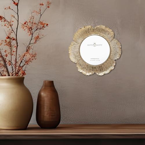 Circular Gold Floral Photo Frame / 4x4 In | For Tabletop Display | Perfect for Home Decor, Wedding, Graduation, Or Milestone Photos - Image 5