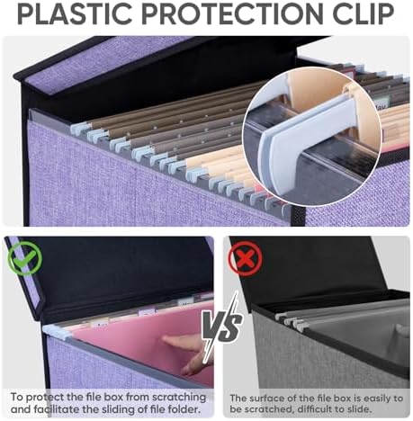 BALEINE File Organizer Box with Lid, Collapsible Hanging File Storage Box - Image 2
