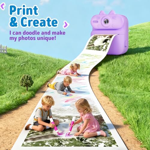 Kids Camera Instant Print: Gleeglee 1080P Camera for Kids, Purple Cat - Image 4