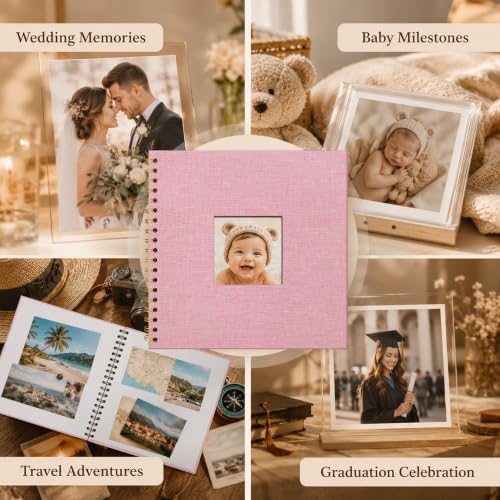 10x10 Inch Scrapbook Photo Album with 40 Pages Acid-Free White Paper, Pink - Image 2