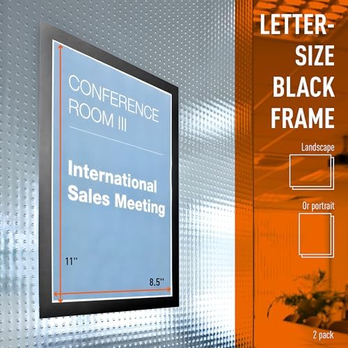 Durable Duraframe Self-Adhesive Magnetic Frame Black - Letter Size 8.5" x 11" - Document Frame For Internal Signage - Self-Adhesive Attachment - Pack of 2 - Image 3