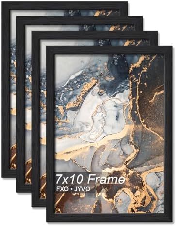 7x10 Picture Frame Set of 4 Black Engineered Wood Tabletop/Wall Hanging by Fxojyvo