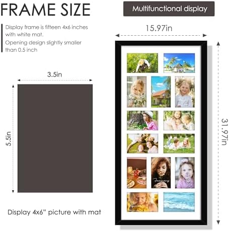 DUENPY 14x30 Collage Frame For 14 4x6 Photos Black - Image 2