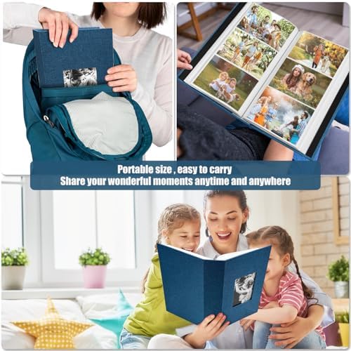 Photo Album 4x6 with 420 Pockets, Slip-in Picture Albums, Linen Cover Memory Book with Front Window, Vertical pages Photo Book for Wedding, Family, Anniversary, Baby, Vacation(Blue) - Image 4