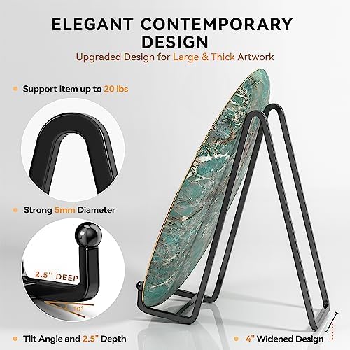 IPAME 4 Pack 10 Inch Large Plate Stands for Display - Metal Square Wire Plate Holder Display Stand + Picture Stand for Book, Platter, Plaque, Photo Easel - Image 2
