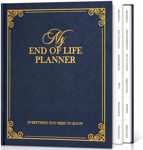 Lanpn End of Life Planner Death Organizer with Tabs, Final Wishes & Financial Estate Planning Journal, When I Die Journal for Senior, Before Death Life and Care Plan Book, Blue, Leather Hardcover by Lanpn