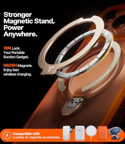 TORRAS Ostand Q3 Air for iPhone 17 Pro Max Case with 360 Magnetic Stand, Fit for MagSafe, Mil-Grade Drop Tested, Camera Control Button, Shockproof Phone Case for iPhone 17 Pro Max 6.9", Horizon Orange - Image 5