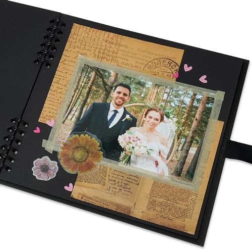 Vienrose 8x8 Inch Scrapbook Album, Small Photo Album DIY Scrapbook Black Thick Kraft Paper Memory Book, Scrap Book Photo Albums for Couple Baby Wedding Family | Small Photo Album, Memory Book, Scrapbook For Couple Baby Wedding Family - Image 2