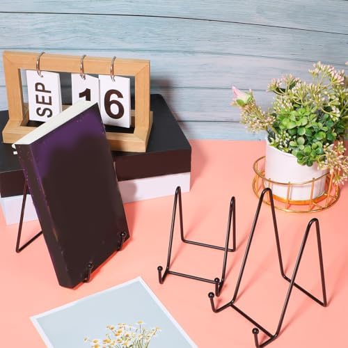 Mixweer 24 Pcs Plate Stands for Display Metal Photo Easel Stand Book Holder Plate Holder Picture for Decorative Display Easels Picture Frame Stands Rack(4.3 Inch) - Image 4