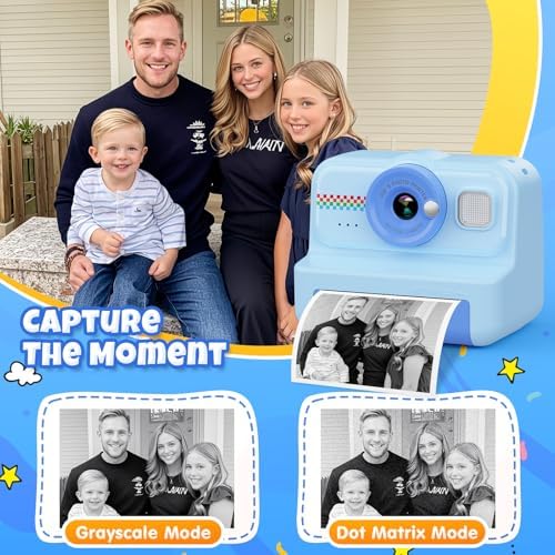 HiMont Kids Camera Instant Print, 1080P HD Instant Print Camera for Kids with 3 Rolls Print Paper & 32GB Card, Selfie Digital Camera for Kid, Ideal Kid Toys Gifts for Boys & Girls Age 3-14 (Blue) - Image 3