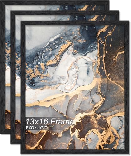 Fxojyvo 13x16 Picture Frame Set of 3 Black Engineered Wood Wall Hanging by Fxojyvo