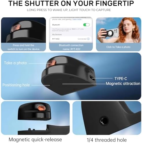 Magnetic Phone Camera Grip, Shutter Grip Handle Holder for iPhone/Android with Detachable Wireless Shutter Remote and Convenient Keychain Hook - Image 4