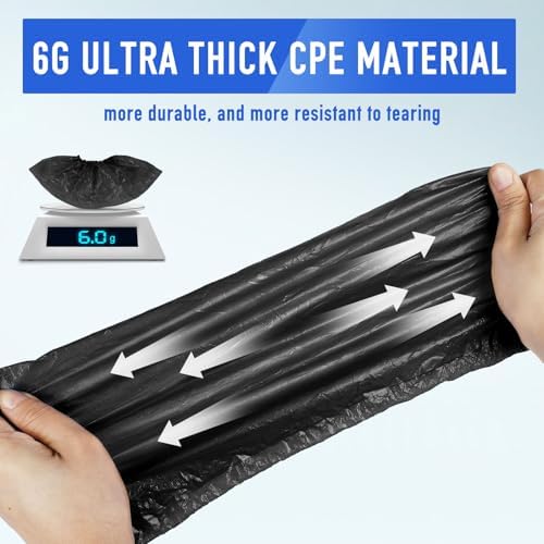squish Shoe Covers Disposable Non-Slip, 100 Pack 6g Thick Booties Cover, Waterproof Slip Resistant Disposable Shoe Covers Durable Protector Covers for Indoors and Outdoors Fit Up to 13 Size (Black) - Image 2