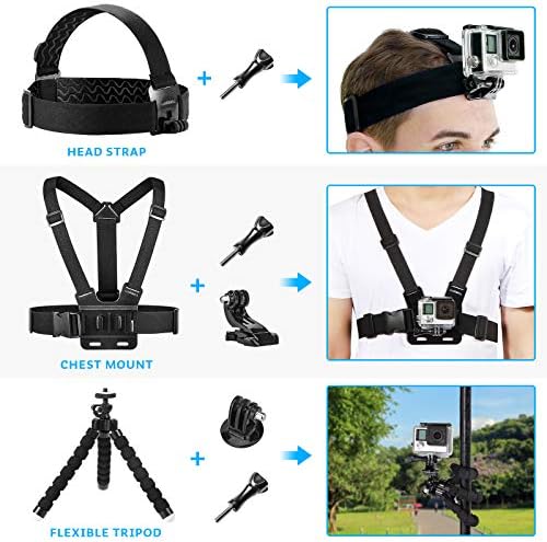 Luxebell Action Camera Accessory Kit for GoPro Hero Black Silver 13 12 11 10 9 8 7 6 5 4 Session Max Akaso Xiaomi Accessories Tripod Head Chest Bike Mount Carrying Case - Image 6