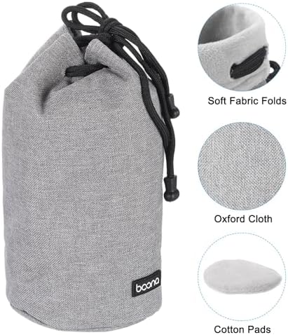 PATIKIL Soft Drawstring Lens Case, Lens Pouch Bag with Cotton Pad 4.7" OD Thick Fleece Cloth Camera Lens Bag for SLR Lens Water Cups, Grey - Image 3
