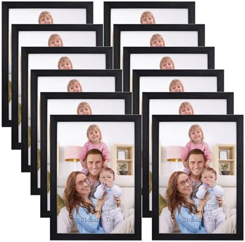 Giftgarden A4 Picture Frame Black Set of 12, Multi 8.3x11.7 Inches Photo Frames Bulk for Wall or Tabletop Display by Giftgarden