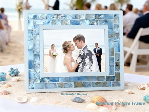 5x7 Mother of Pearl Picture Frame Beach, Blue Grey, 1pc - Image 3