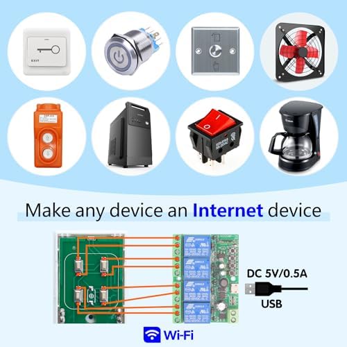 DieseRC 4 Channels WiFi Smart Switch, DC 5V 12V 24V 36V Passive Output Relay Module Ewelink APP WiFi Control Compatible with Alexa/Google Home, Inching/Self-Locking Switch - Image 2