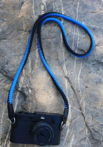 Paracord Camera Strap Long Camera Neck Shoulder Strap for SLR DSLR Digital Mirrorless Cameras 47inch/120cm Blue Black - Image 2