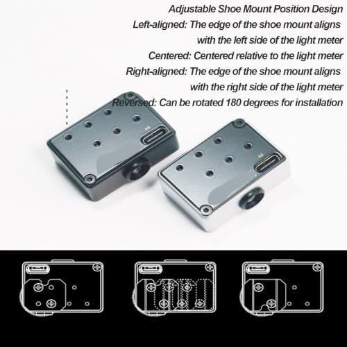 Camera Light Meter, Photographic Light Meters, 30° Average Exposure Metering, One-Click Light Meter Real-time Metering, Adjustable Shoe Seat Position Design, for Vintage Silver - Image 5