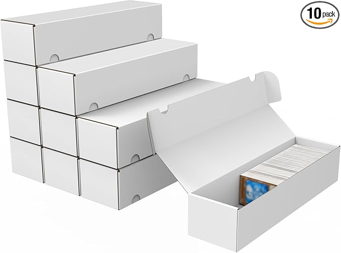 Trading Card Storage Box, 10-Pack 1100 Count White Corrugated Cardboard Box | Bulk Sports Storage Box for TCG/Magic/Mtg Basketball Card, Collectible Trading Cards by XRACV