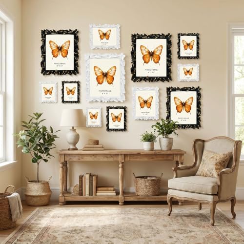 White 5x7 Vintage Picture Frames Golden Butterfly Elegant Retro European Design, Antique Photo Frame for Wall Hanging and Tabletop Display, Retro Design Home Decor - Image 6
