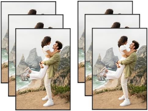 Americanflat Front Loading 4x6 Picture Frame with Shatter-Resistant Glass - Set of 6 - Metropolitan Collection - Photo Frame for Tabletop and Wall Display - Black by Americanflat