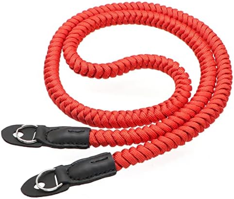 Paracord Woven Camera Neck Shoulder Strap Belt Hand Compatible with Canon Nikon Sony Olympus Pentax Fujifilm Panasonic SLR DSLR Digital Mirrorless Cameras 36inch Red - Image 4