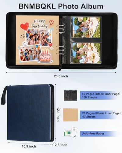 Leather Photo Album 4x6 200 Photos, DIY Scrapbook with 50 Sheets and 20 Blank Kraft Sheets, Travel Souvenir Diary Photo Book for Family Wedding Baby and Holiday Pictures - Image 2