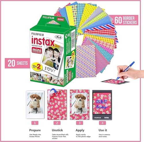 Fujifilm Instax Mini Link 3 Smartphone Printer Clay White + Fuji Film Value Pack (20 Sheets)+ Shutter Accessories Bundle, Incl. Protective Case, 20 Sticker Frames, USB Type C Cable - Image 3
