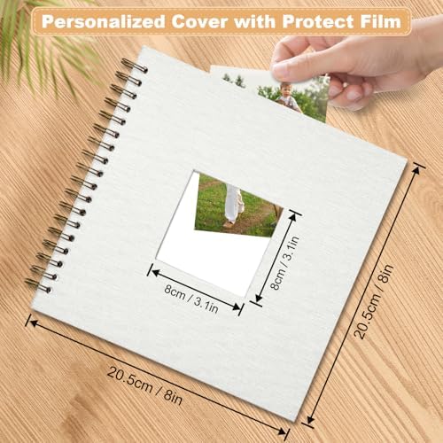 Scrapbook Photo Album Linen Cover, 8 x 8 Inch Hardcover Kraft White Pages Memory Book, for Travel Wedding Guest Book Christmas Baby Shower (20 Sheets/ 40 Pages,White) - Image 2