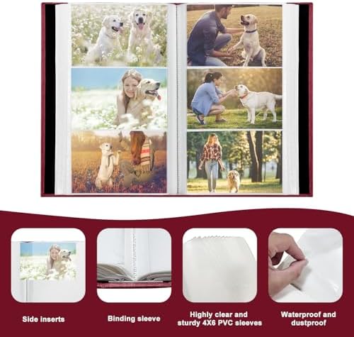 Photo Album 4x6 with 420 Pockets, Slip-in Picture Albums, Linen Cover Memory Book with Front Window, Vertical pages Photo Book for Wedding, Family, Anniversary, Baby, Vacation(Red) - Image 3