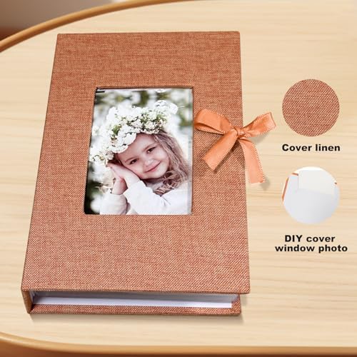Photo Album 4x6 100 Pockets, Slip-in Picture Albums, Linen Cover Top Loader Vertical Pockets Albums for Baby, Kids Boy Girls, Wedding, Family, Anniversary, Orange - Image 4