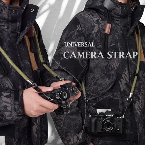 VOVMOEYA Nylon Braided Camera Rope Strap, Camera Neck Shoulder Strap with O-Ring for DSLR & Mirrorless Camera - Green - Image 2