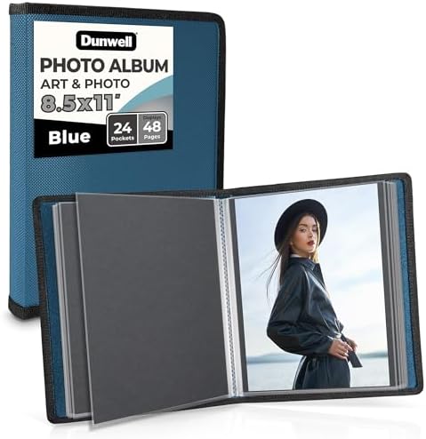 Dunwell Art Portfolio 8.5x11, 24 Pockets, Displays 48 Pages, Blue by Dunwell