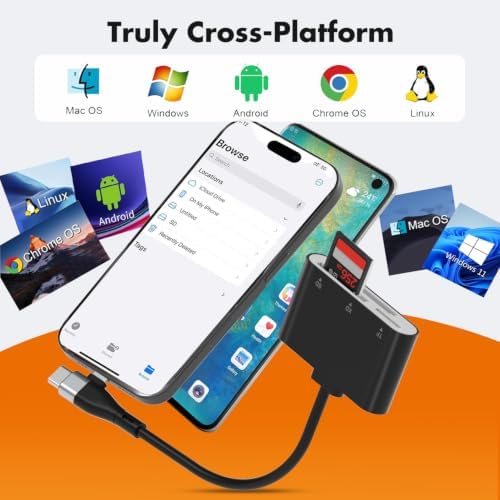 XD Card Reader, 3 in 1 SD/TF/XD Card Adapter, USB-C & Lightning - Image 4