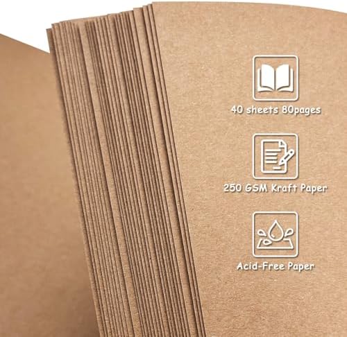 10x10 Inch Brown DIY Scrapbook Album,Hardcover Memory Book,80 Pages (40 Sheets) Kraft Photo Album for 4x6 / 5x7 Pictures, Perfect for Wedding, Family, Anniversary, Christmas & Travel Memories - Image 5