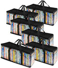 Stock Your Home DVD Storage Bags (Set of 6) Media Organizer Bag for DVDs, CDs, Blu Ray Disc, Movie Cases, VHS Box, Video Game Disks, Clear Plastic Holders with Carrying Handles and Zipper - Black by StockYourHome