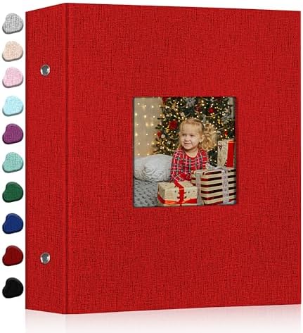Ejblfe Photo Album 4x6,Linen Cover Slide-in Photo Album Book Can Holds 600 4x6 Photos with 60 Black Sheets for Family,Wedding,Baby and Holiday Pictures (Red) by EJBLFEPremiumPhotoAlbums
