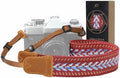Padwa Lifestyle Speed Red Camera Strap - 1.5" Soft Cotton Rope Weave Crazy Horse Cowhide Head Camera Straps for Photographers and All Cameras,Cute Adjustable Vintage Woven Strap for Adults & Kids by PadwaLifestyleCameraStrap